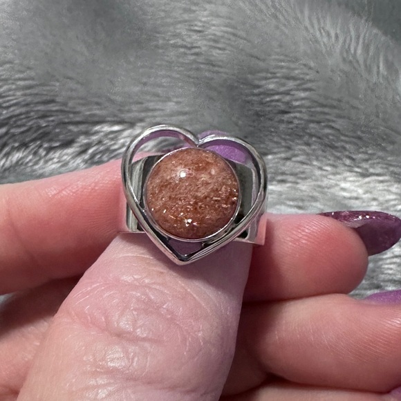 Sunstone & Sterling Silver Heartshaped ring by Jay King - Picture 7 of 8